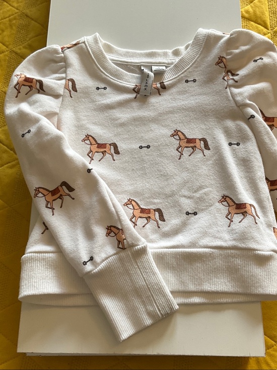 Janie and Jack Other - 🔴Janie and Jack Cream Sweatshirt with Brown Horse Print
